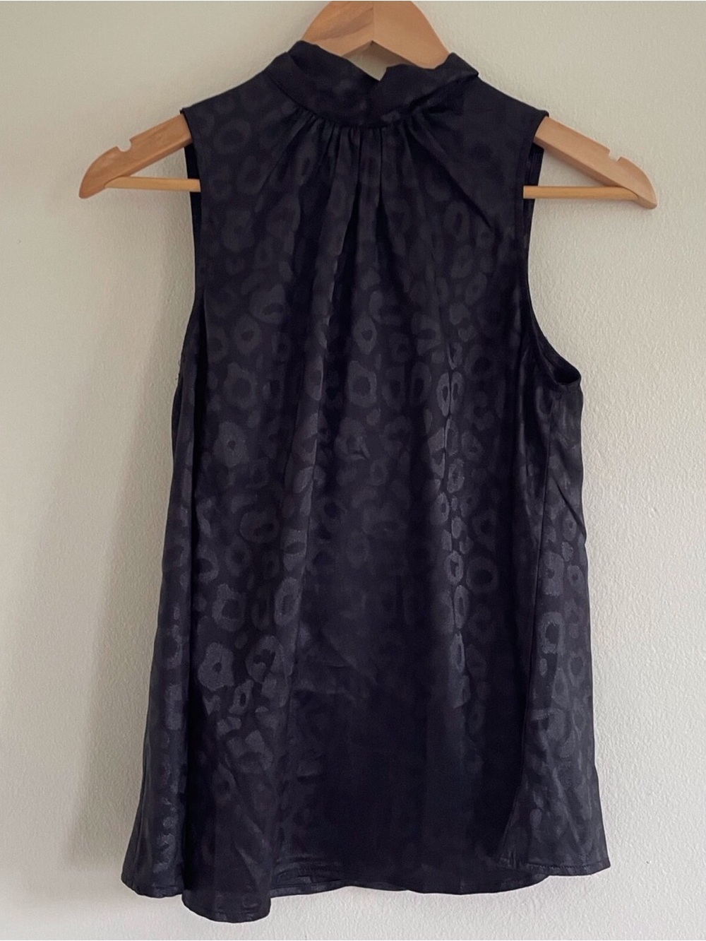 Savanna Jane Black Leopard Print Halter Neck Tie Back Bow Blouse Top Small S